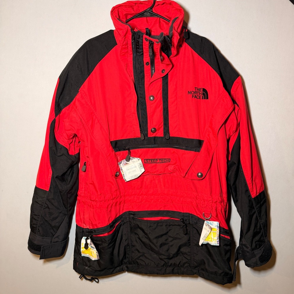 Vtg The North Face Steep Tech Anorak Jacket Mens L Red Black Scot Schmidt Ski